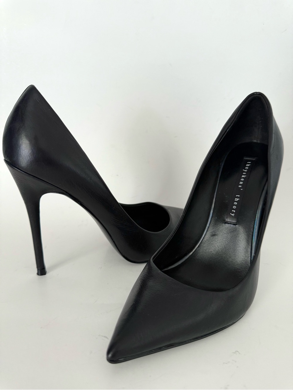 Theyskens' Theory Thea Pump in Black Leather Classic Stiletto Heels Pointed Toe